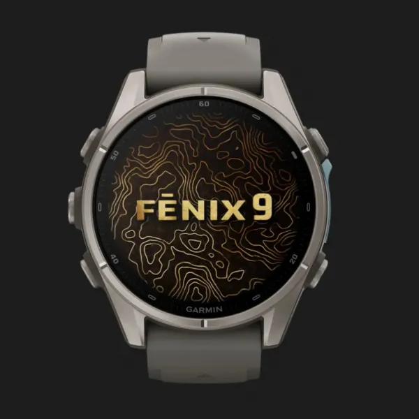 Garmin Fenix 9 43mm AMOLED Sapphire Titanium with Pebble Gray Silicone Band