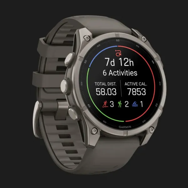 Garmin Fenix 9 47mm AMOLED Sapphire Titanium with Pebble Gray Silicone Band