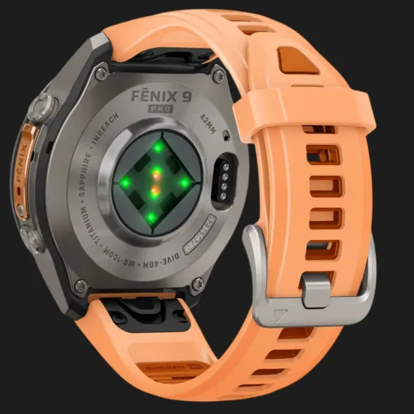 Garmin Fenix 9 Pro 43mm LTE AMOLED Sapphire Titanium with Shell Pink/Autumn Orange Silicone Band