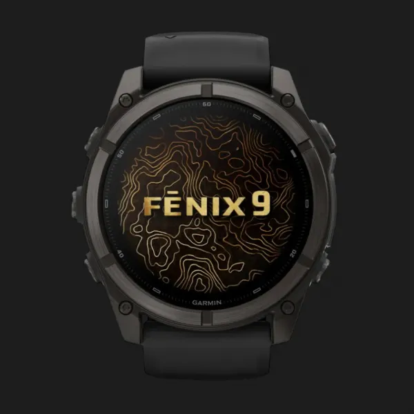 Garmin Fenix 9 51mm AMOLED Sapphire Carbon Gray DLC Titanium with Black Silicone Band