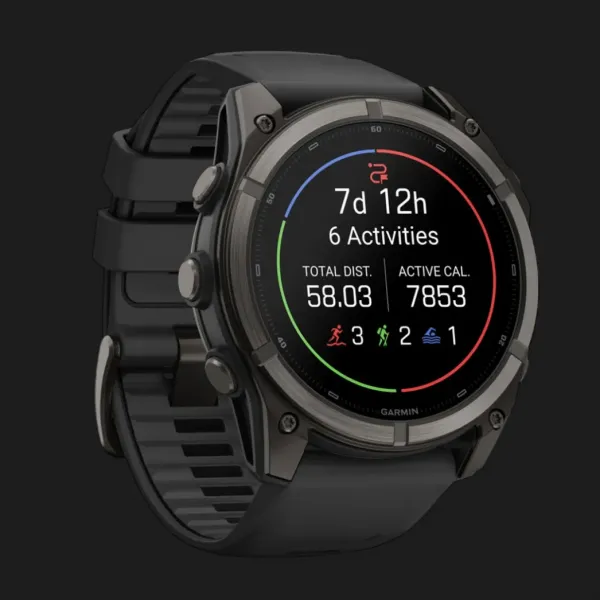 Garmin Fenix 9 51mm AMOLED Sapphire Carbon Gray DLC Titanium with Black Silicone Band