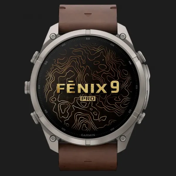 Garmin Fenix 9 Pro 51mm LTE AMOLED Sapphire Titanium with Walnut Leather Band