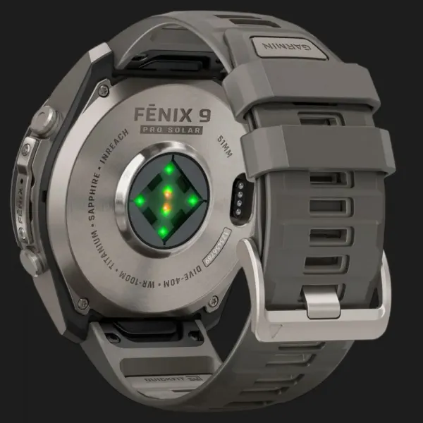 Garmin Fenix 9 Pro 51mm LTE Sapphire Solar Titanium with Pebble Gray/Silver Gray Silicone Band
