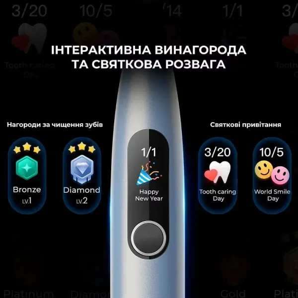 Зубна електрощітка Oclean X Plus Pro Digital (Silver)