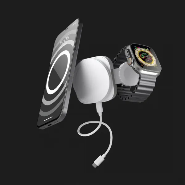Безпровідна зарядка Zens 2-in-1 MagSafe + Watch Travel Charger (White) (ZEDC24W/00)