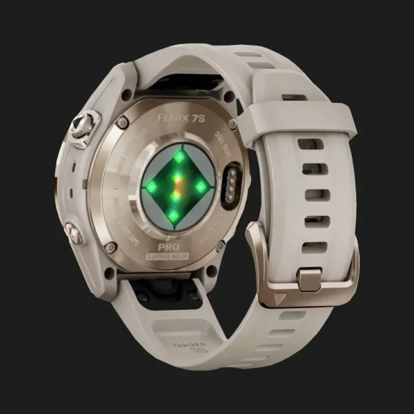 Garmin Fenix 7S Pro Sapphire Solar Soft Gold with Light Sand Band