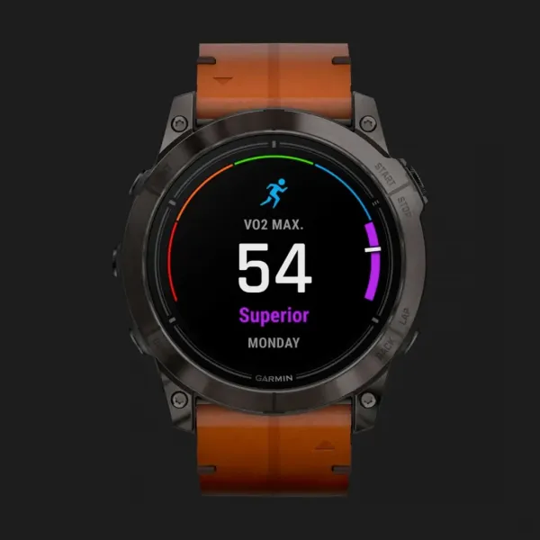Garmin Epix Pro (Gen 2) Sapphire 51mm Carbon Gray DLC Titanium with Brown Leather Band