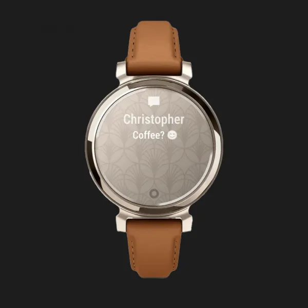 Garmin Lily 2 Classic Cream Gold with Tan Leather Band