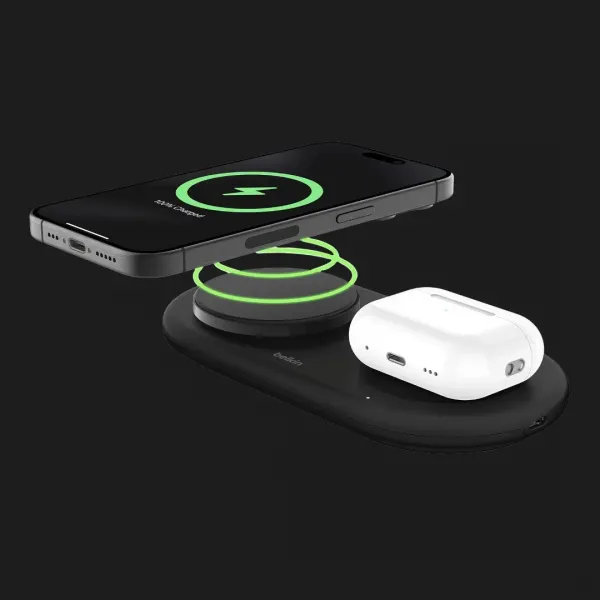 Безпровідна зарядка Belkin 2в1 15 Вт Pad Qi2 (Black)