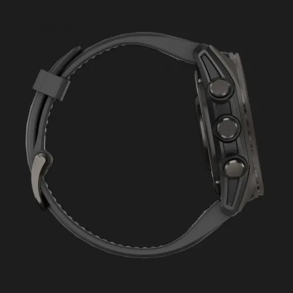 Garmin Fenix 8 43mm AMOLED Sapphire Carbon Gray DLC Titanium with Black/Pebble Gray Silicone Band