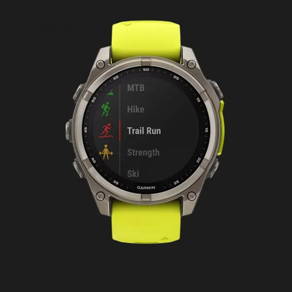 Garmin Fenix 8 47mm Solar Sapphire Titanium with Amp Yellow/Graphite Silicone Band