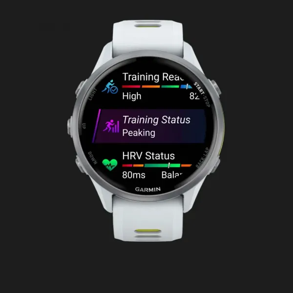 Garmin Forerunner 970 Titanium with Whitestone Case and Whitestone/Translucent Amp Yellow Band