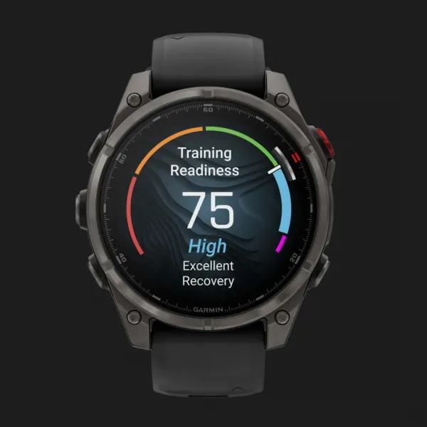 Garmin Fenix 8 Pro 47mm AMOLED Sapphire Carbon Gray DLC Titanium with Black/Pebble Gray Silicone Band